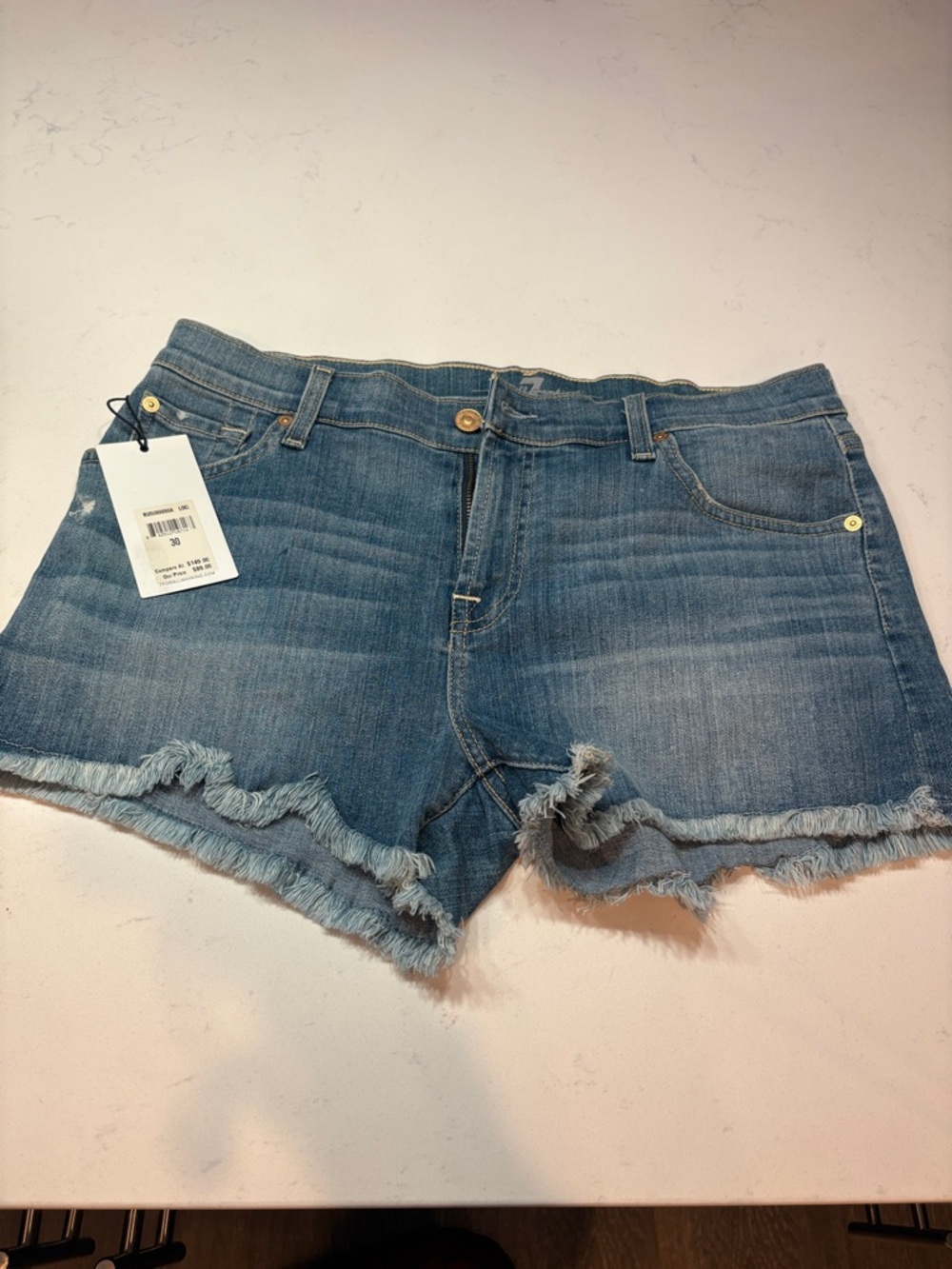 Denim Frayed Hem Women's Shorts - Blue